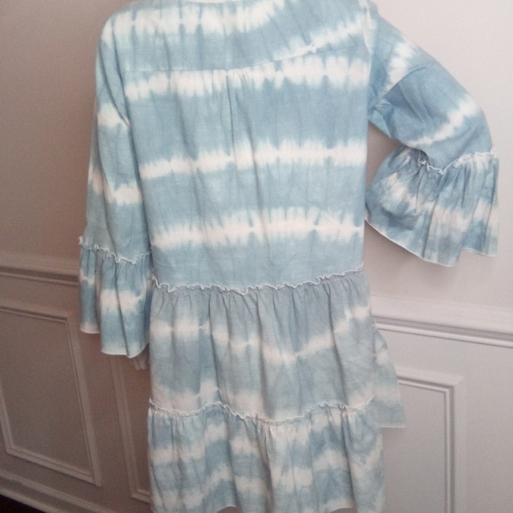 FAHERTY Tuckernuck Organic Cotton Blue Vida Tie Dye Dress, Medium - Picture 8 of 16